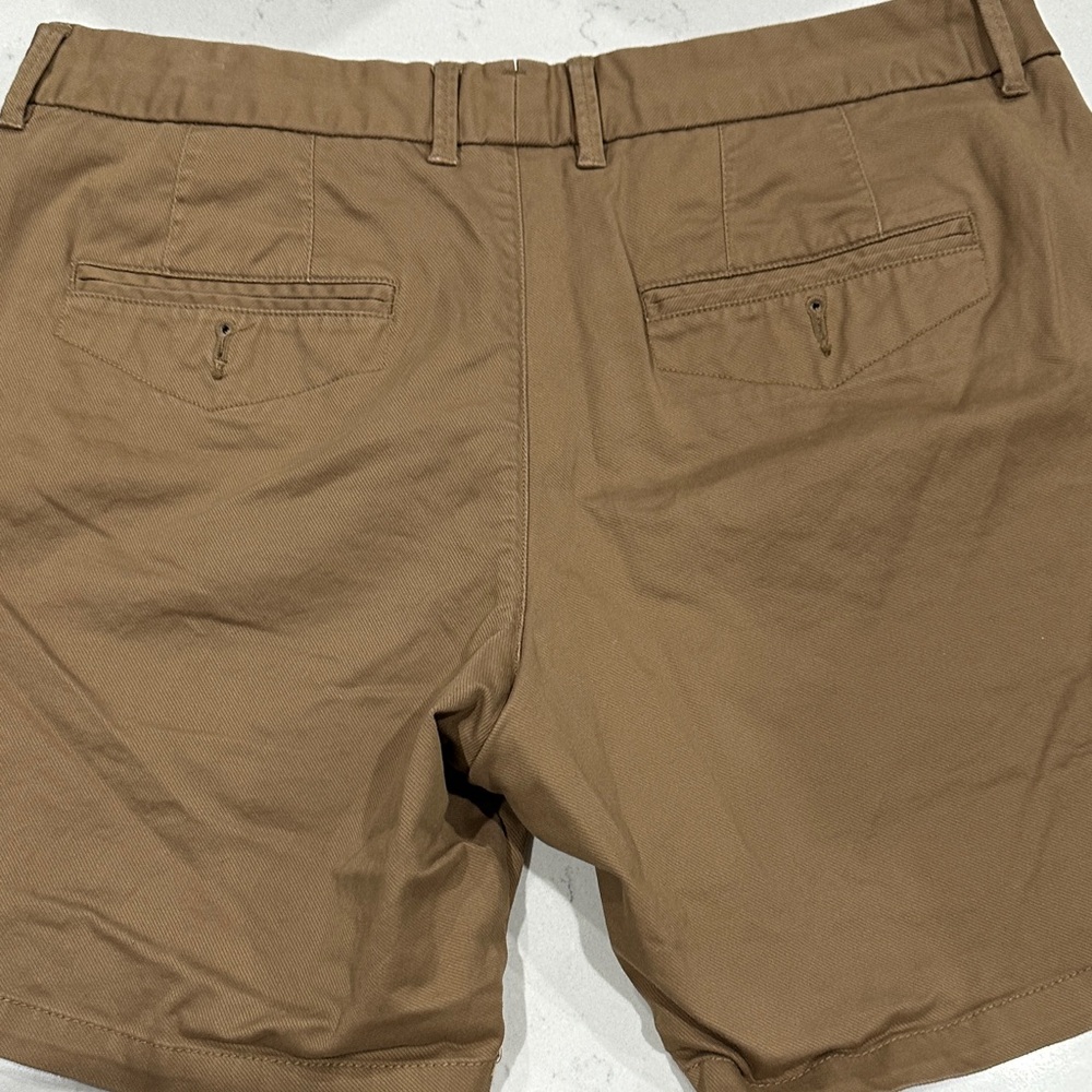 Men's Flat-Front Cotton Shorts in Brown - Picture 3 of 4